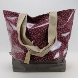 Bag - tote - burgundy with leafs