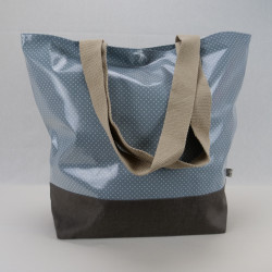 Bag - tote - light blue with small dots