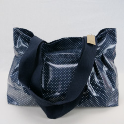 Handtasche - marineblau mit Tupfen