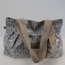 Handbag - grey with leafs