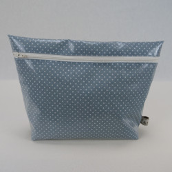 Make up case - light blue with dots
