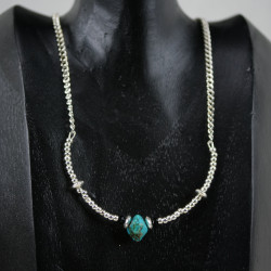 Necklace with 2 Black Spinels and 1 Turquoise