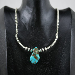 Necklace with 2 Black Spinels and 1 Turquoise
