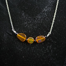 Necklace with Fire Opal and Black Spinel