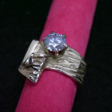 Silver paste ring, pink zirconia