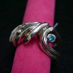 Wave ring - 925 silver with blue zircon
