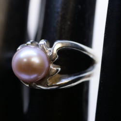 Twisted ring - 925 silver + freshwater pearl