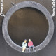 Long necklace with polymer "couple" pendant