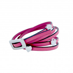 Bracelet pink leather with stainless steel "heart"