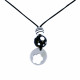 Collier avec perles de verres Murano noir/blanc et fleur en