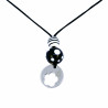 Collier avec perles de verres Murano noir/blanc et fleur en