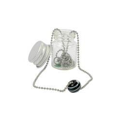 Collier avec perles de verres Murano noir/blanc