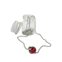 Necklace with red/white Murano glass beads